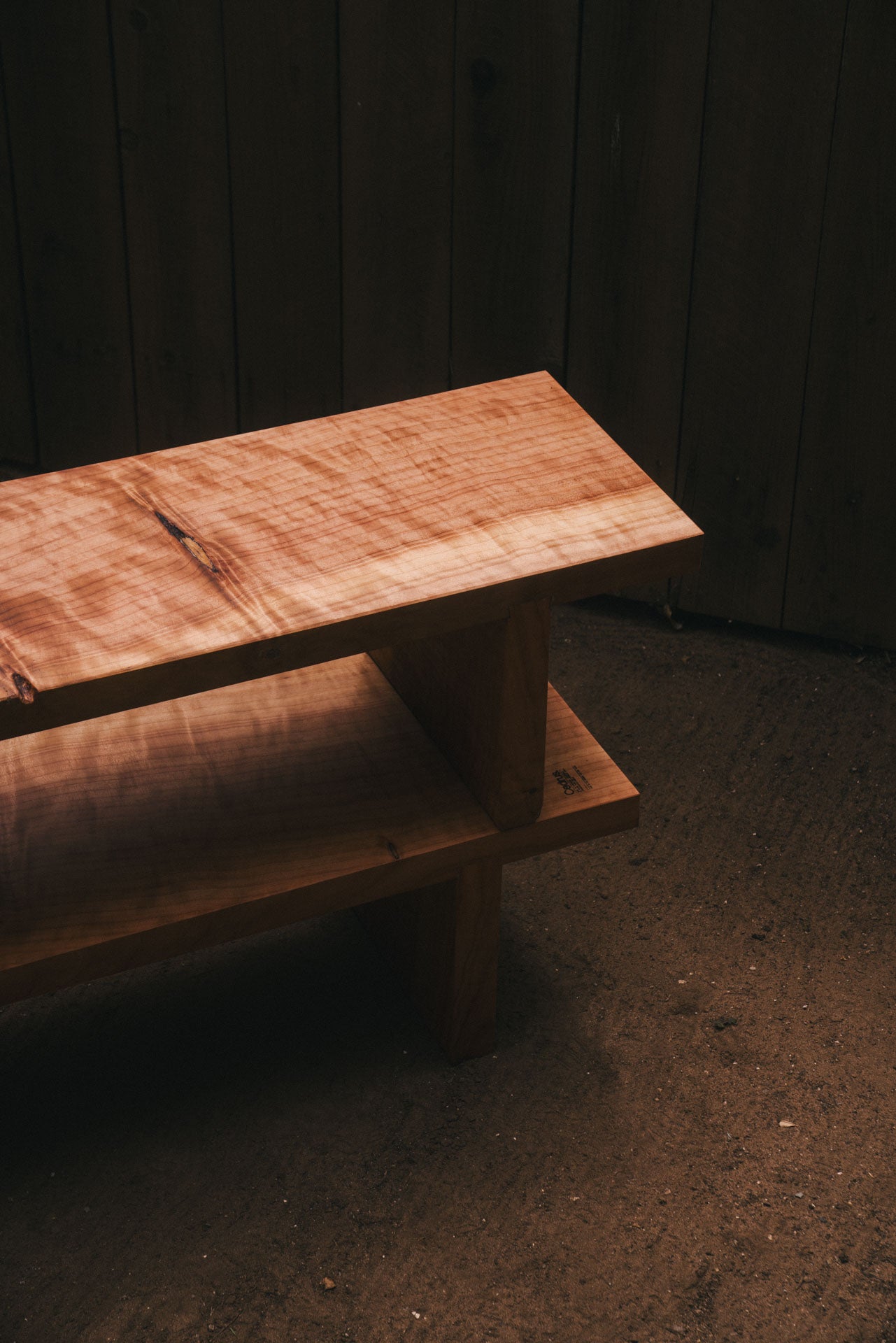 Redwood Slab Bench