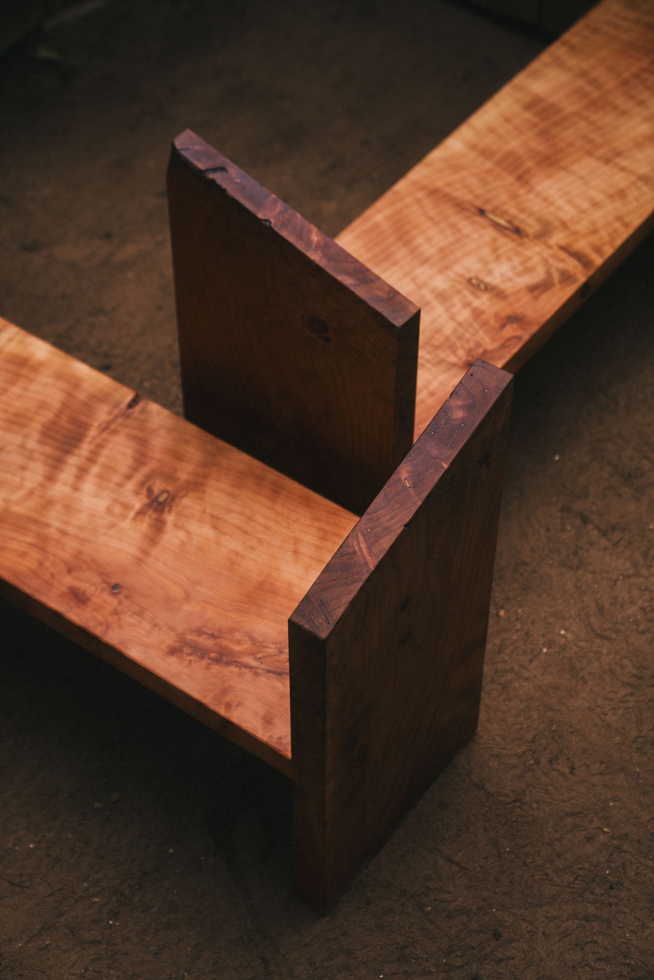 Redwood Slab Bench