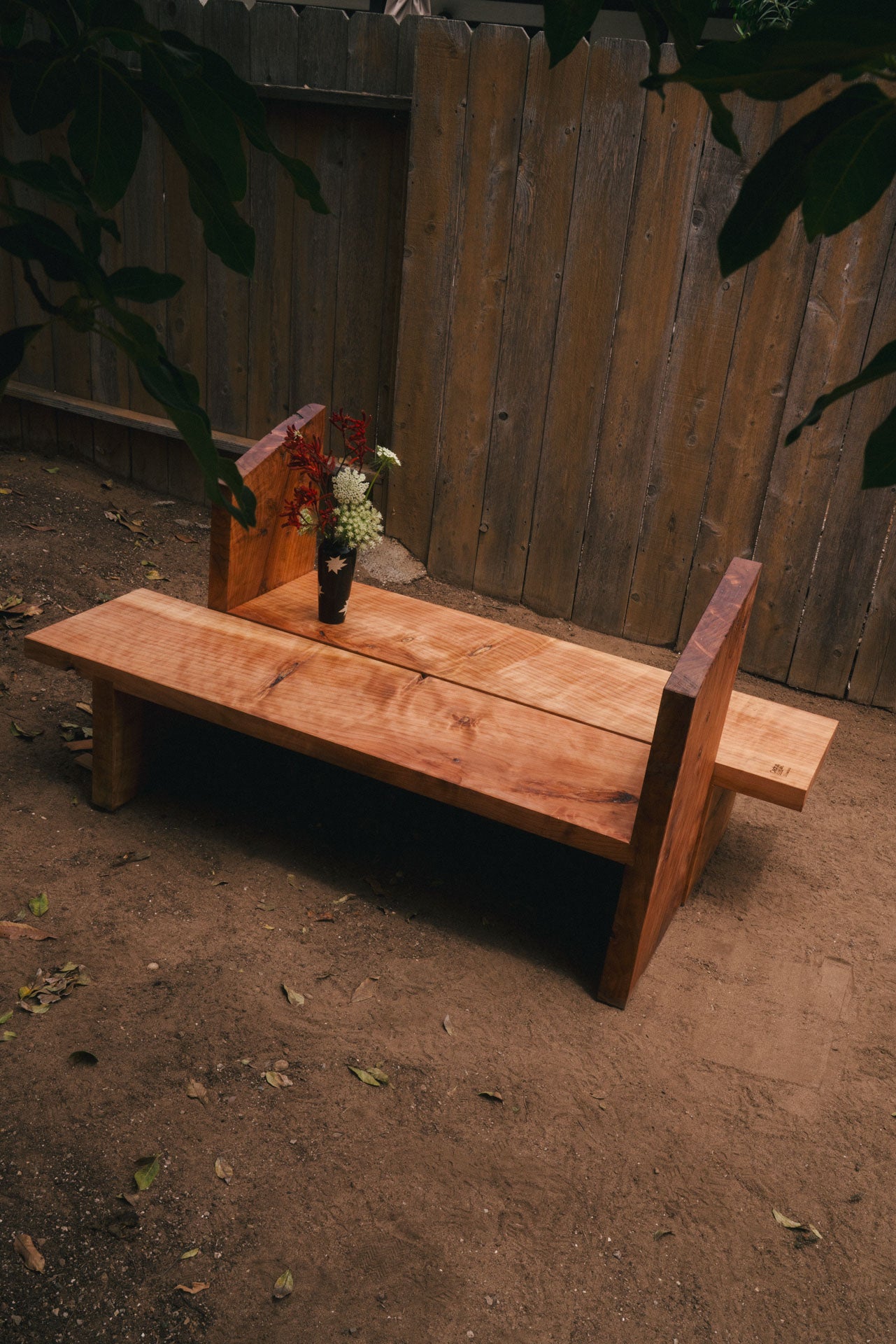 Redwood Slab Bench